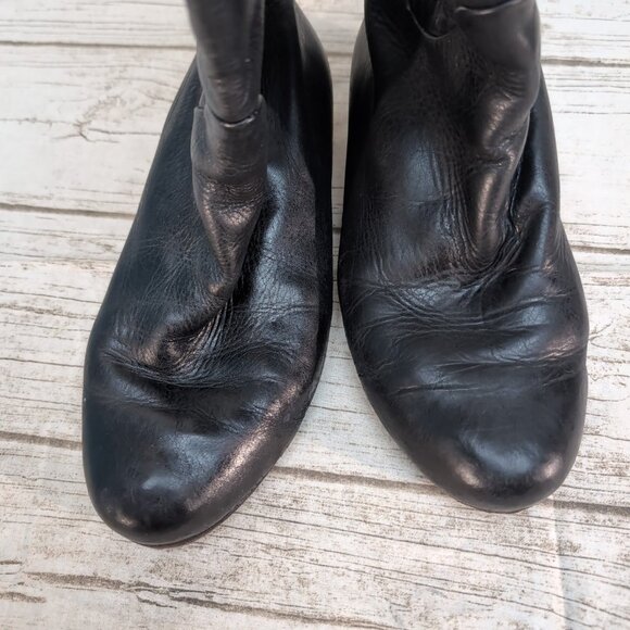 Poppy Barley Knee High Zipper Black Leather Equestrian boots Women Size 10 - Picture 10 of 12